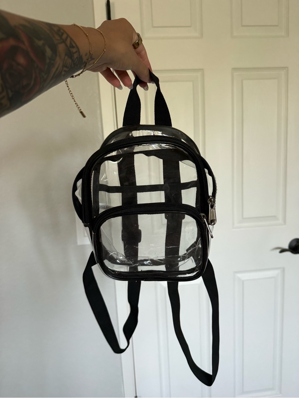 Clear Mini Backpack with Black Trim
